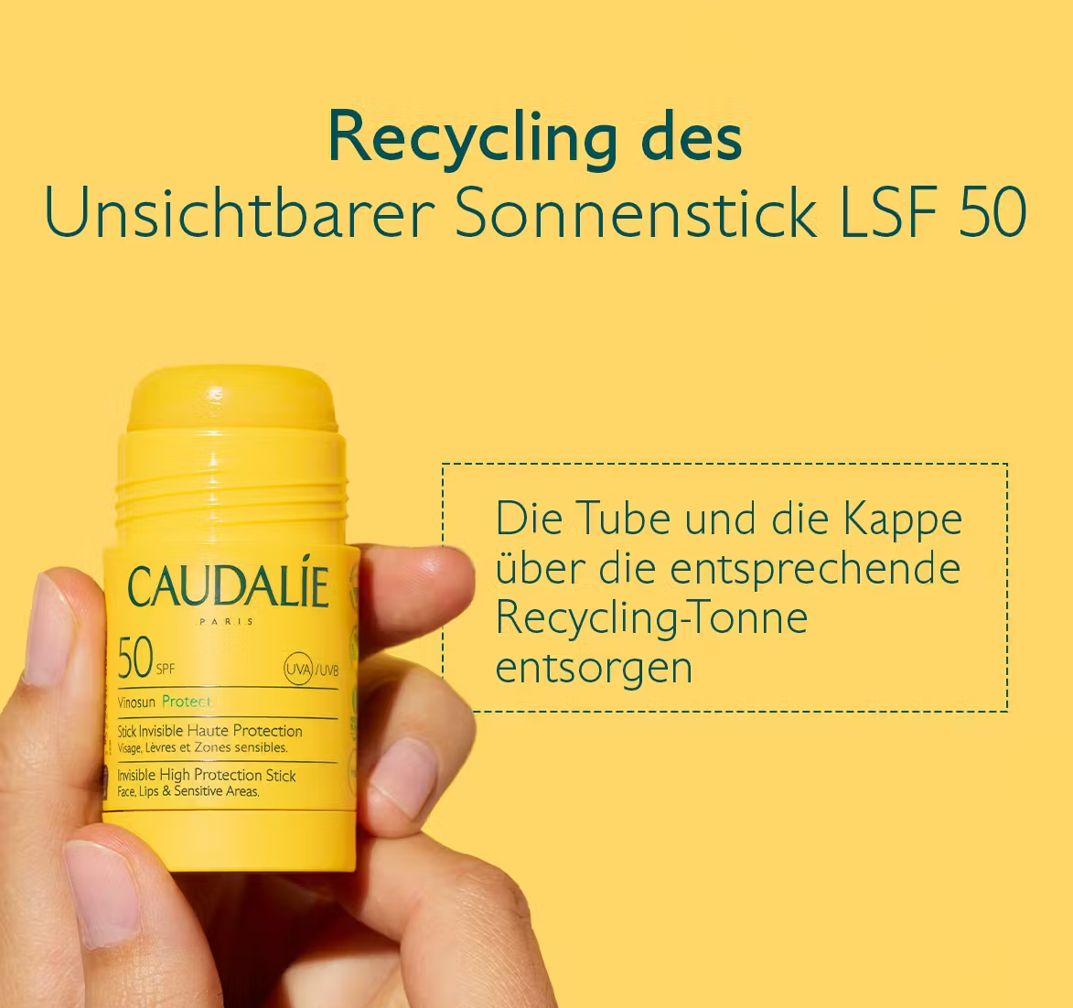 Vinosun Protect Unsichtbarer Sonnenstick Hoher Schutz LSF50 15g